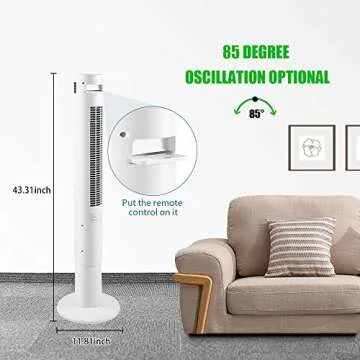 Kismile Portable Tower Fan with Remote Control and Quiet Operation