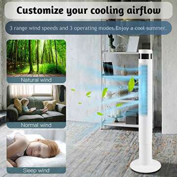 Kismile Portable Tower Fan with Remote Control and Quiet Operation