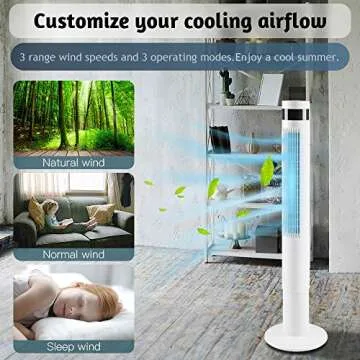 Kismile Portable Tower Fan with Remote Control and Quiet Operation