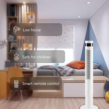 Kismile Portable Tower Fan with Remote Control and Quiet Operation