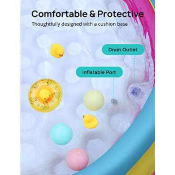 Inflatable Kiddie Pool, Evajoy 58'' x 13'' Ground Swimming Pool for Kids,Large Dog Pool Children Family Kid Toddler Pool, 3 Rings Baby Pool Center for Backyard and Garden