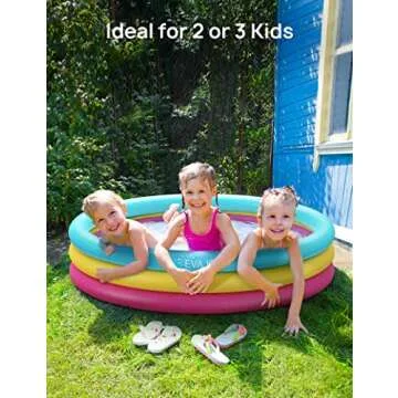 Inflatable Kiddie Pool, Evajoy 58'' x 13'' Ground Swimming Pool for Kids,Large Dog Pool Children Family Kid Toddler Pool, 3 Rings Baby Pool Center for Backyard and Garden
