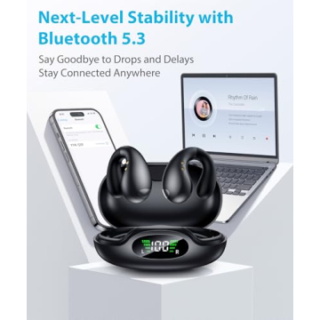 Boytond Ultra Open Ear Earbuds - Bone Conduction Earbuds with Wireless Bluetooth, Clip on Headphones, Over-The-Ear Earbuds Comfortable for Fitness, Running, and Gym Workouts, Designed for Small Ears