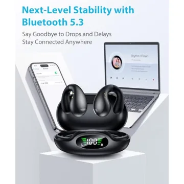 Boytond Ultra Open Ear Earbuds - Bone Conduction Earbuds with Wireless Bluetooth, Clip on Headphones, Over-The-Ear Earbuds Comfortable for Fitness, Running, and Gym Workouts, Designed for Small Ears