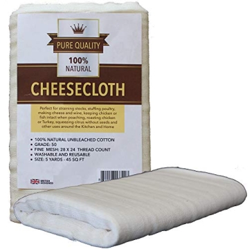 Cheesecloth - Unbleached Grade 50 Natural Cotton Cloth - Best for Cooking Food, Making Cheese, Strai...