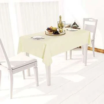 sancua 100% Waterproof Rectangle PVC Tablecloth - 52 x 70 Inch - Oil Proof Spill Proof Vinyl Table Cloth, Wipe Clean Table Cover for Dining Table, Buffet Parties and Camping, Beige