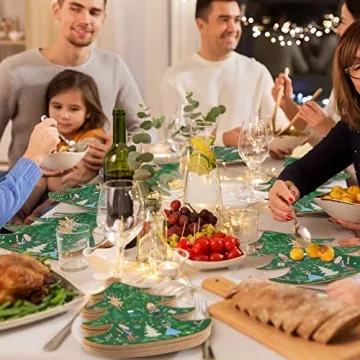 Whaline Christmas Paper Plates 40 Pieces Xmas Tree Shape Party Plates Gold Foil Nutcracker Theme Dinner Tableware Disposable Holiday Party Supplies for Christmas Home Kitchen Decoration