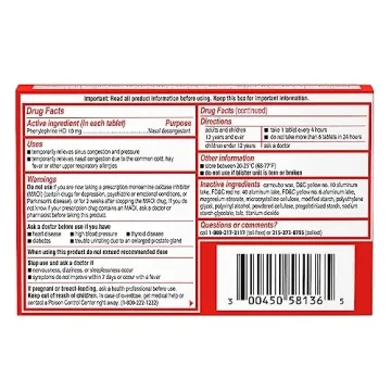 Sudafed PE Maximum Strength Decongestant Tablets 36 ct