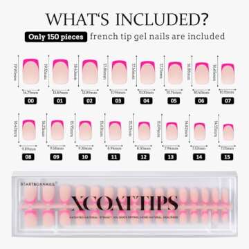 BTArtboxnails XCOATTIPS French Gel Nails - French Tip Press on Nails, Short Square Nail Tips, Brighter Pastel Soft Gel Nails False Nail, Soak Off Acrylic Fake Nails Valentines Day Gift