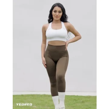 YEOREO Amplify Leggings for Women Seamless Scrunch Leggings Butt Lifting Gym High Waisted Athletic Leggings Coffee