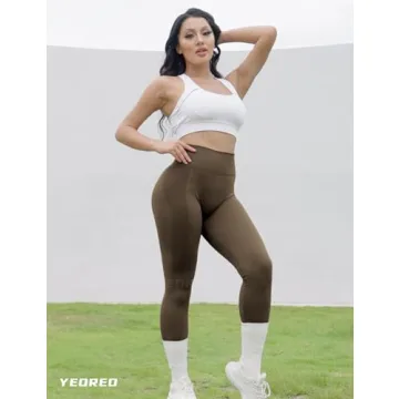 YEOREO Amplify Leggings for Women Seamless Scrunch Leggings Butt Lifting Gym High Waisted Athletic Leggings Coffee