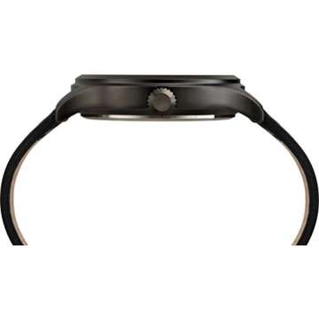 Timex Men's Expedition Scout 43mm Watch – Black Dial & Case with Brown Leather Strap