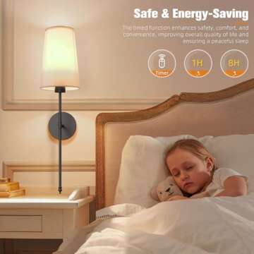 NIORSUN Black Battery Operated Wall Scone Set for Any Room