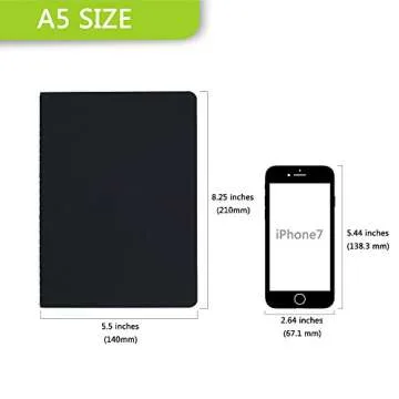 TWONE 6 Pack Notebooks Journal - 60 Lined Page/30 Sheets, Premium Thick Paper Soft Cover Journal for Travel, Office, Work, Office, Home, School, Business Writing, 5.5” x 8.25” (Black)