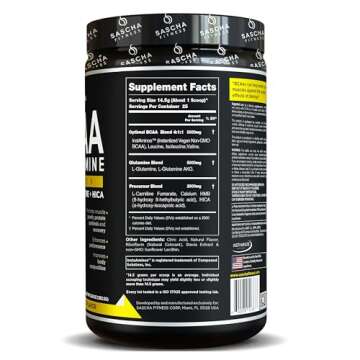SASCHA FITNESS BCAA 4:1:1 + Glutamine,HMB,L-Carnitine, HICA | Powerful and Instant Powder Blend with...