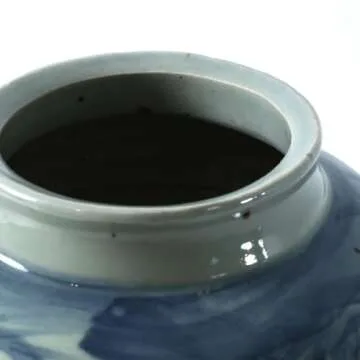 Elegant 10" High Blue and White Decorative Jar