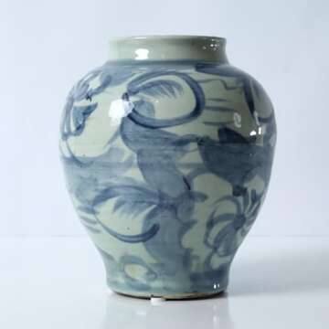 Elegant 10" High Blue and White Decorative Jar