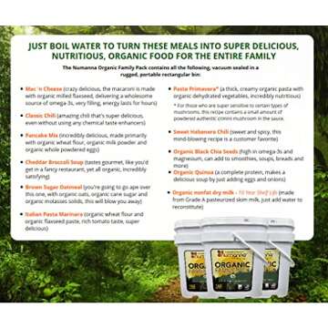 Numanna Freeze Dried Triple USDA Certified Organic Family Pack Bucket 486 Servings Non-GMO, No MSG, 100% CCOF Easy to Prepare Emergency Survival Food or Perfect For Daily Use 25 Years Shelf Life