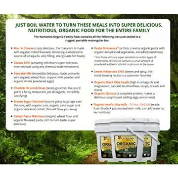 Numanna Freeze Dried Triple USDA Certified Organic Family Pack Bucket 486 Servings Non-GMO, No MSG, 100% CCOF Easy to Prepare Emergency Survival Food or Perfect For Daily Use 25 Years Shelf Life