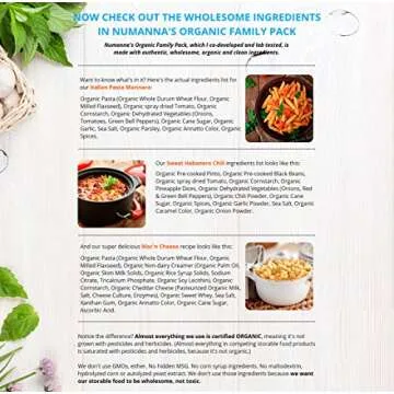 Numanna Freeze Dried Triple USDA Certified Organic Family Pack Bucket 486 Servings Non-GMO, No MSG, 100% CCOF Easy to Prepare Emergency Survival Food or Perfect For Daily Use 25 Years Shelf Life