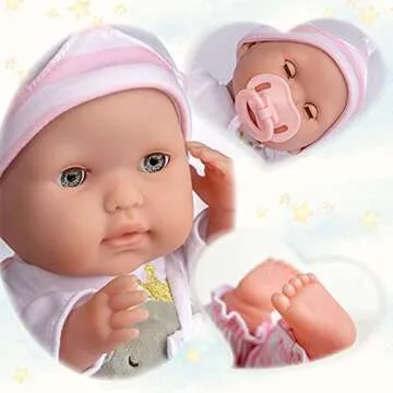 15" Realistic Soft Body Baby Doll with Open/Close Eyes | JC Toys - Berenguer Boutique | 10 Piece Gif...