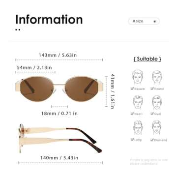 kimorn Retro Oval Sunglasses for Women Men Trendy Sun Glasses Classic Shades UV400 Protection K1653 (Gold/Brown)