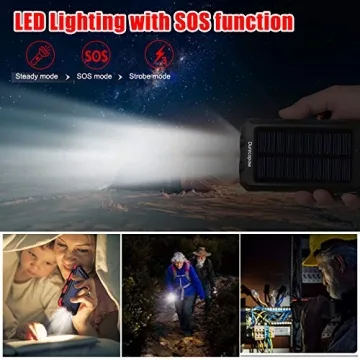 Solar Power Bank 20000mAh Waterproof for Camping