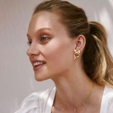 MUYAN Gold Bow Earrings for Women Classic Ribbon Bow Stud Earrings Cute Bowknot Earrings Holiday Bow...