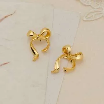 Stylish MUYAN Gold Bow Earrings for Fashionable Women