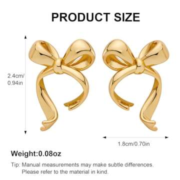 MUYAN Gold Bow Earrings for Women Classic Ribbon Bow Stud Earrings Cute Bowknot Earrings Holiday Bow Jewelry