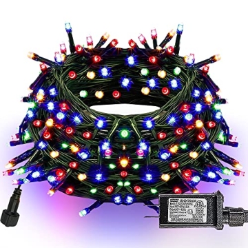 Dazzle Bright 300 LED Christmas String Lights, 100 FT Connectable Waterproof String Lights Green Wir...