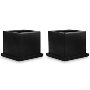 MyGift Modern Black Ceramic Small Plant Pots Set of 2