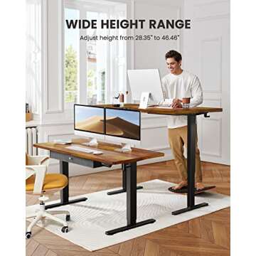 ErGear Electric Standing Desk with Drawer, Adjustable Height Sit Stand Up Desk, Home Office Desk Computer Workstation, 48x24 Inches, Vintage Brown