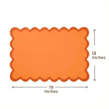 Folkulture Placemats Set of 4, 13 x 19 Inches 100% Cotton Boho Place Mats or Heat Resistant Table Mats for Dining Table Decor, Scalloped Kitchen Mats for Table Decor, Orange Placemats