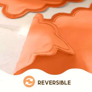 Folkulture Placemats Set of 4, 13 x 19 Inches 100% Cotton Boho Place Mats or Heat Resistant Table Mats for Dining Table Decor, Scalloped Kitchen Mats for Table Decor, Orange Placemats