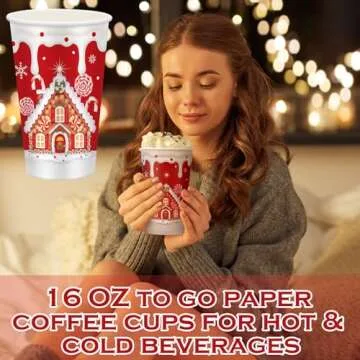 Gerrii 60 Pcs Christmas Paper Cups for Festive Celebrations