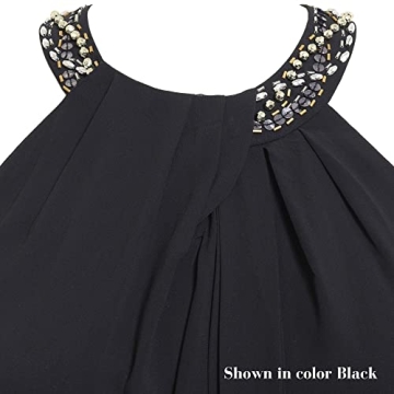 S.L. Fashions Women's Jewel Halter Neckline Cocktail, Wedding Guest, Perfect Party Dress (Petite and Regular Sizes), Steel, 6