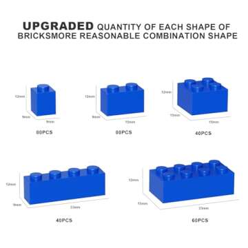 WEBRICK 300 Pcs Classic Building Bricks, Blue Bulk Bricks,Compatible with Lego and Major Brands Part...