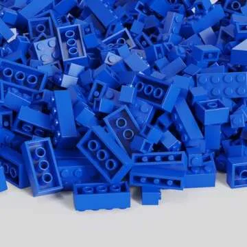 WEBRICK 300 Pcs Classic Building Bricks, Blue Bulk Bricks,Compatible with Lego and Major Brands Parts and Pieces, Creative Building Block Toys for Boys Girls Ages 6 7 8 9 10 Year Old