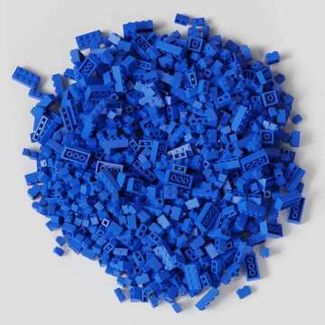 WEBRICK 300 Pcs Classic Building Bricks, Blue Bulk Bricks,Compatible with Lego and Major Brands Parts and Pieces, Creative Building Block Toys for Boys Girls Ages 6 7 8 9 10 Year Old