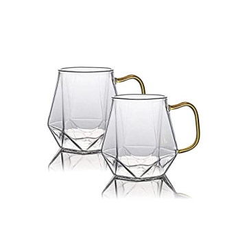 AEFPOYMXU Clear Glass Espresso Cups Set of 2 - Borosilicate Heat Resistant Coffee Mugs