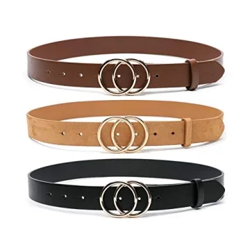 Affordable MORELESS 3 Pack Faux Leather Belts for Women - Stylish & Versatile