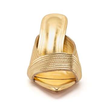 KaroNairy Women's Pointed Open Toe Heels Sandals Slip on Stilettos Heeled Pumps Shoes Wedding Dressy Brushed Gold