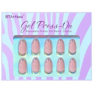 Stylish BTArtbox French Tip Press On Nails in Dazzling Pink