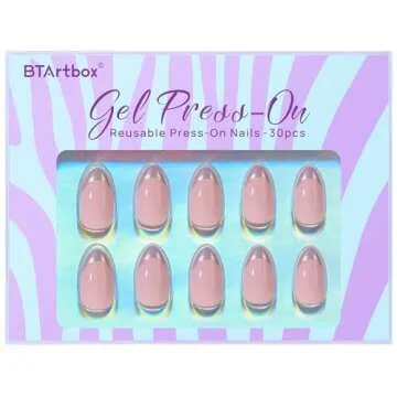 Stylish BTArtbox French Tip Press On Nails in Dazzling Pink