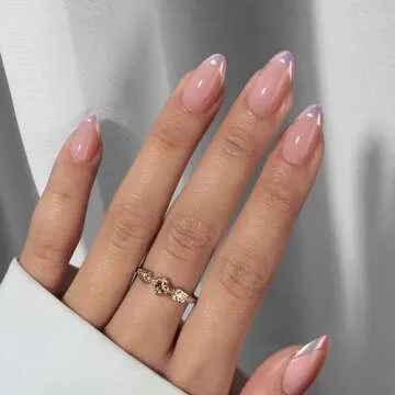 Stylish BTArtbox French Tip Press On Nails in Dazzling Pink