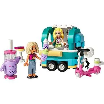 LEGO Friends Mobile Bubble Tea Shop Toy Building Set 41733, Fun Pretend Play Toy Vehicle Set with Toy Scooter, Mobile Cart, Cash Register, Play Store Gift Idea for Girls Kids Boys Ages 6+ Years Old