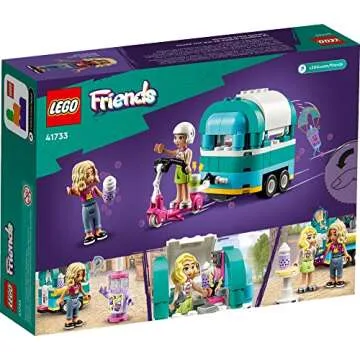 LEGO Friends Mobile Bubble Tea Shop Toy Building Set 41733, Fun Pretend Play Toy Vehicle Set with Toy Scooter, Mobile Cart, Cash Register, Play Store Gift Idea for Girls Kids Boys Ages 6+ Years Old