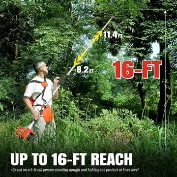 MAXTRA 42.7CC Gas Pole Saw 16-Foot Reach Tree Trimmer