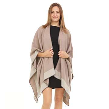 PRESTIFINE Pashmina Shawl Wraps for Women - Dress Cover Up Formal Wedding Fashion, Wear as Fall Cape Cardigan, Cozy Winter Scarf, Stylish Spring Poncho Ruana, Summer Beach Swimsuit Coverups, 62 x 50